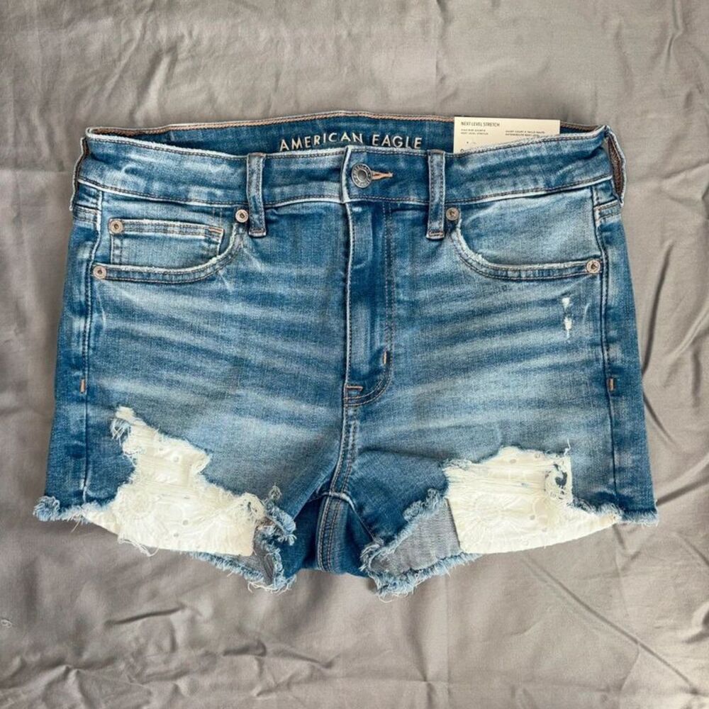 American Eagle High Rise Shortie Next Level Stretch Jean Shorts Womens 8 / 29